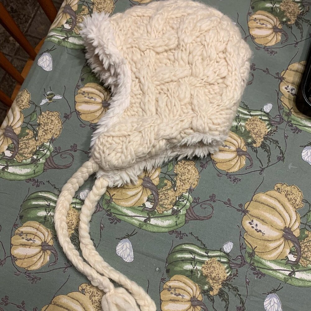 J.Jill 89 wool 11 alpaca ivory cream trapper hat NWOT